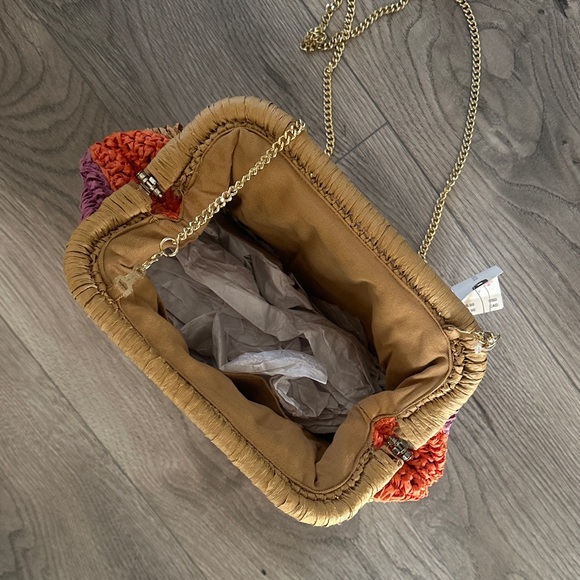 Anthropologie Purple, Orange, and Tan Woven Clutch - Picture 2 of 2